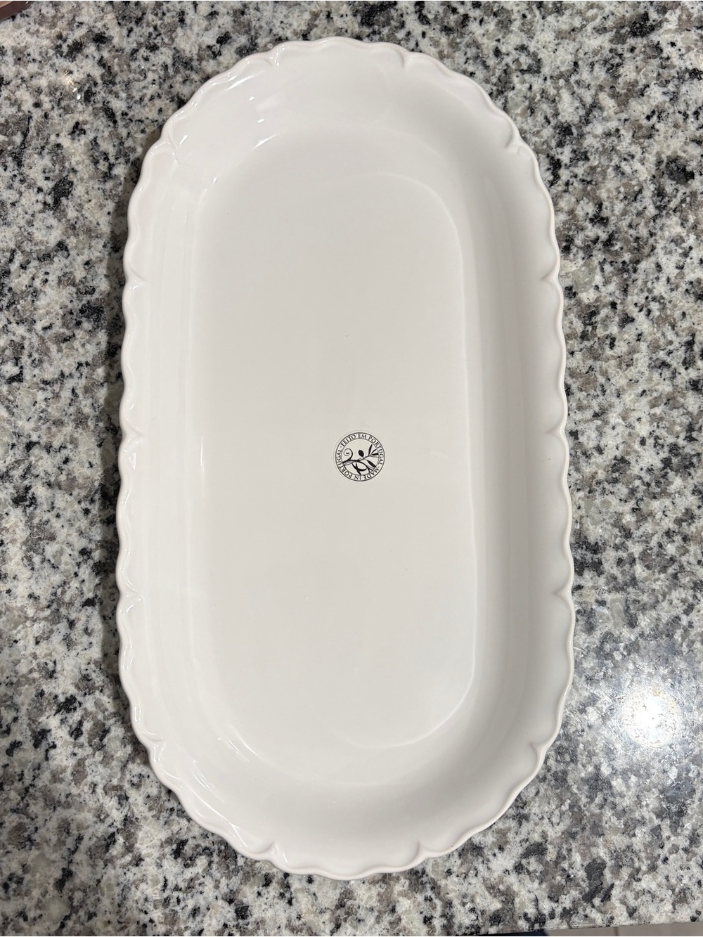 Ceriart White Ceramic Serving Platter - Elegant Scalloped Edge Portugal New